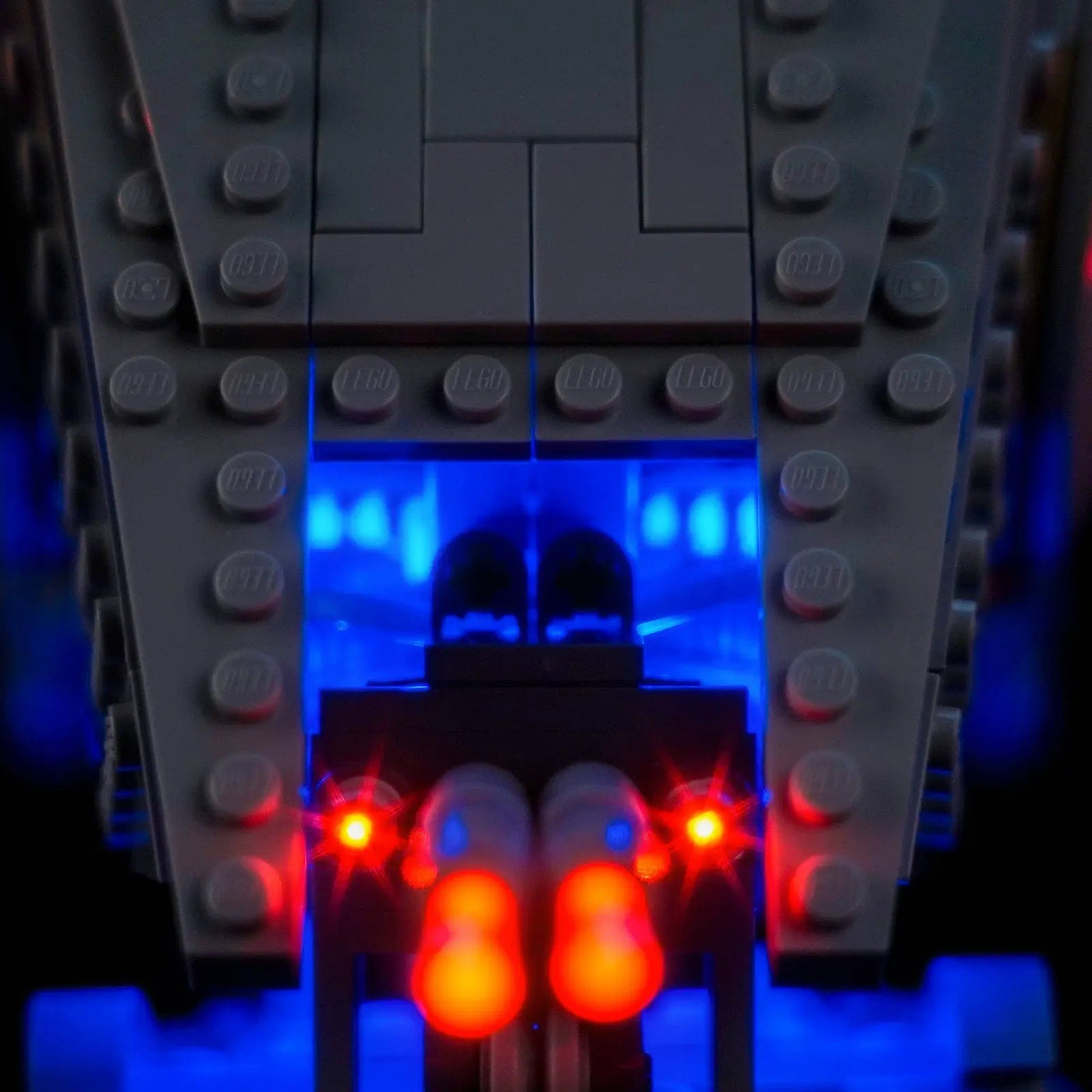 Bright My Bricks light kit for LEGO® Star Wars AT-ST Walker #75417 — fully illuminated on display