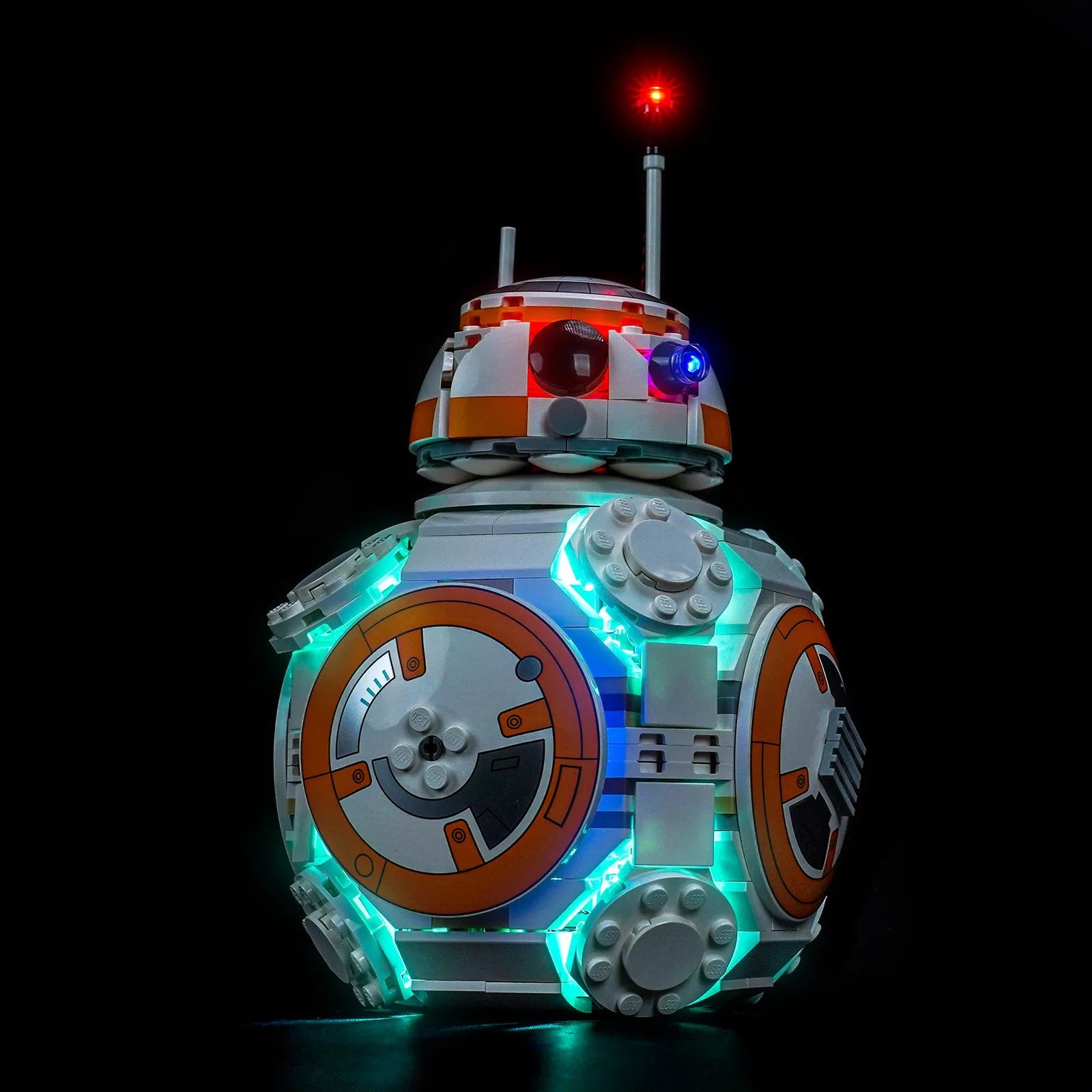 LEGO Star Wars BB-8 Astromech Droid #75452 illuminated at night