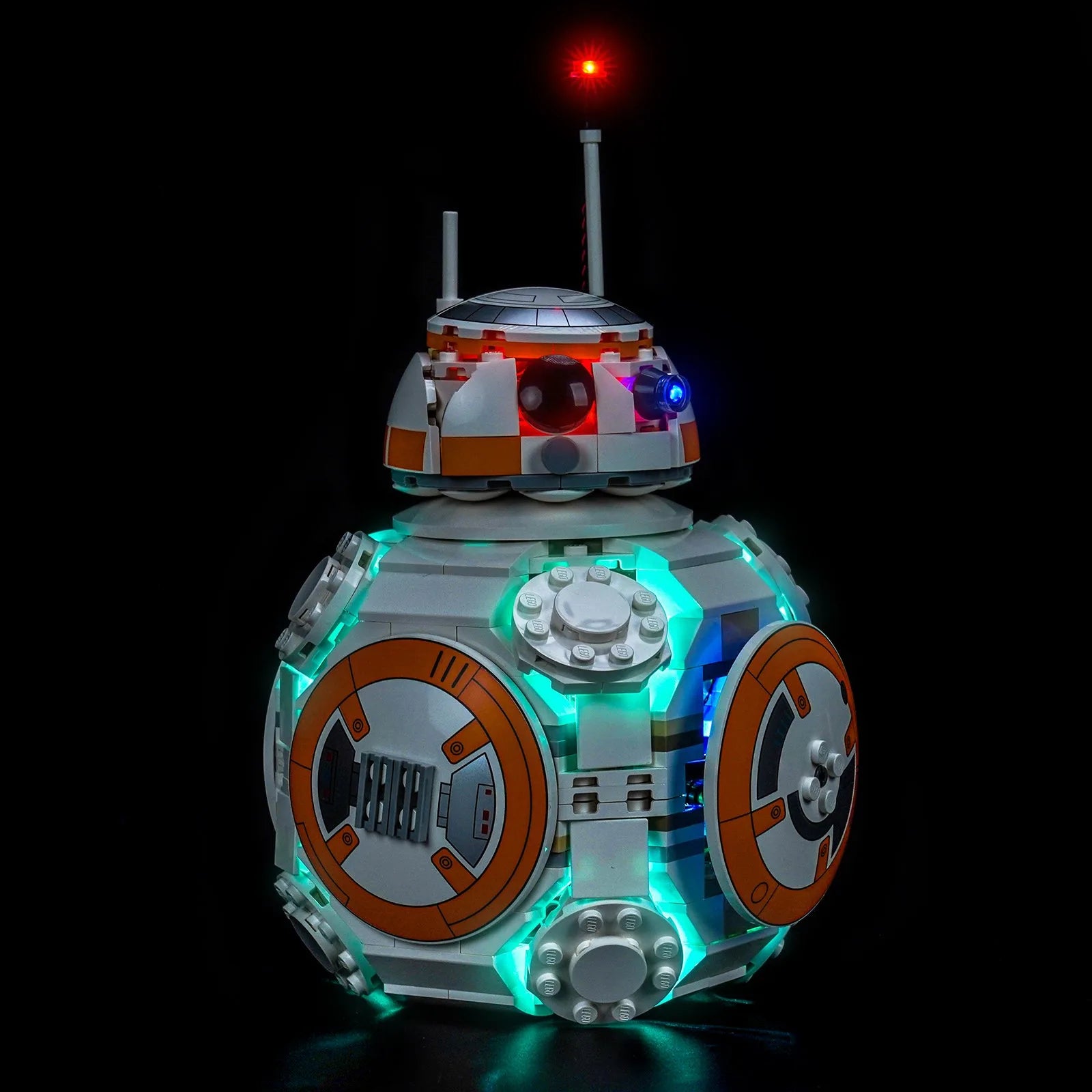 Close-up of LED lights on LEGO Star Wars BB-8 Astromech Droid #75452