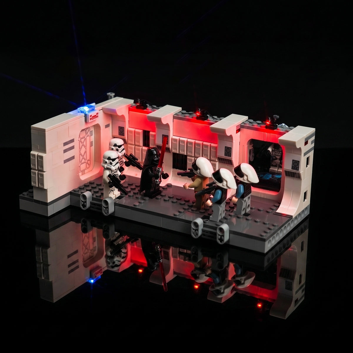 LEGO® Star Wars Boarding the Tantive IV #75387 LED strips and bricks detail, with the LED lights