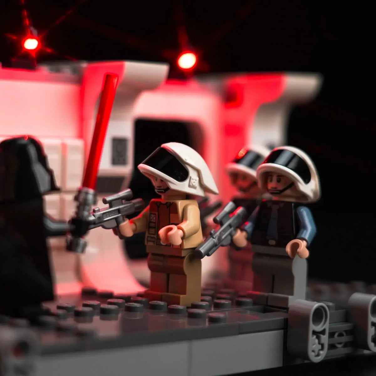 Bright My Bricks premium LED light kit for LEGO® Star Wars Boarding the Tantive IV #75387 — illuminated at night