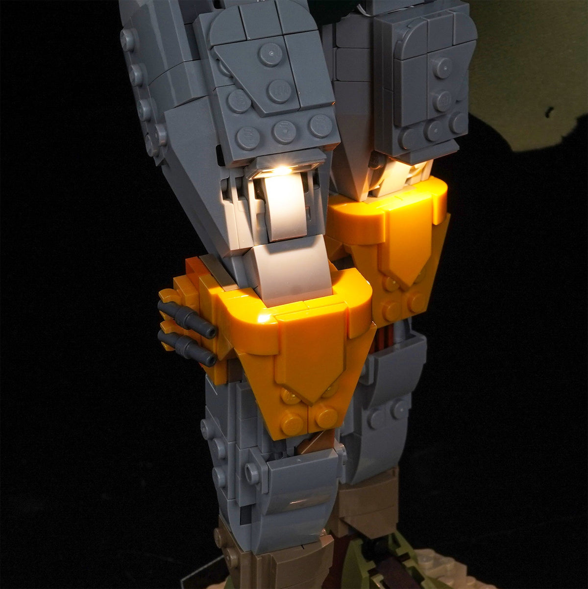 LEGO® Star Wars™ Boba Fett #75455 the blue chest display glowing, with the USB-powered LED light kit