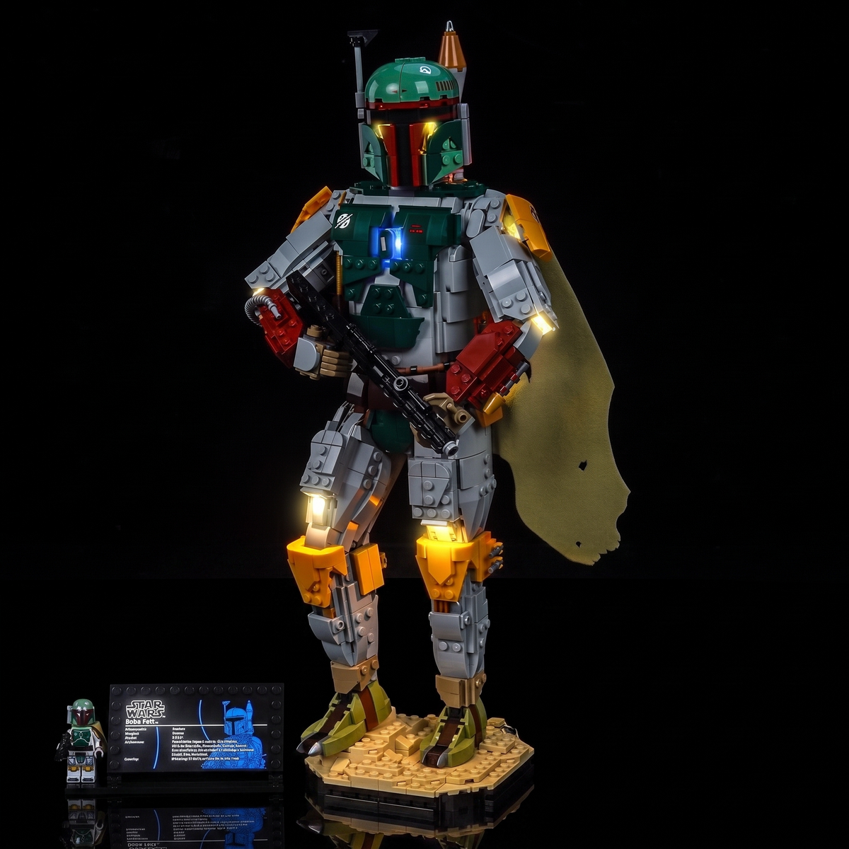 Bright My Bricks LED light kit for LEGO® Star Wars™ Boba Fett #75455 — the red point at the jetpack
