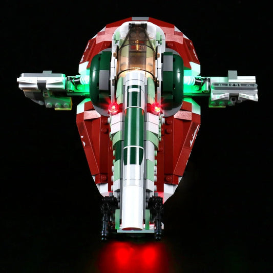 Bright My Bricks RGB LED light kit for LEGO® Star Wars Boba Fett’s Starship #75312 — close-up of the LED lighting detail
