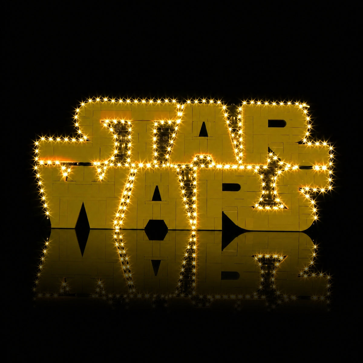 front view fully lit: Bright My Bricks LED light kit for LEGO® Star Wars Brick-Built Star Wars Logo #75407