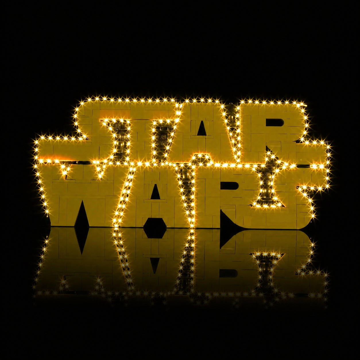 front view fully lit: Bright My Bricks LED light kit for LEGO® Star Wars Brick-Built Star Wars Logo #75407