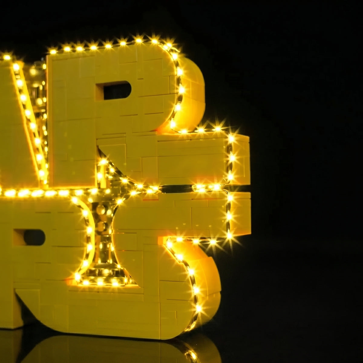 LEGO® Star Wars Brick-Built Star Wars Logo #75407 — before-and-after lighting (LED light kit)