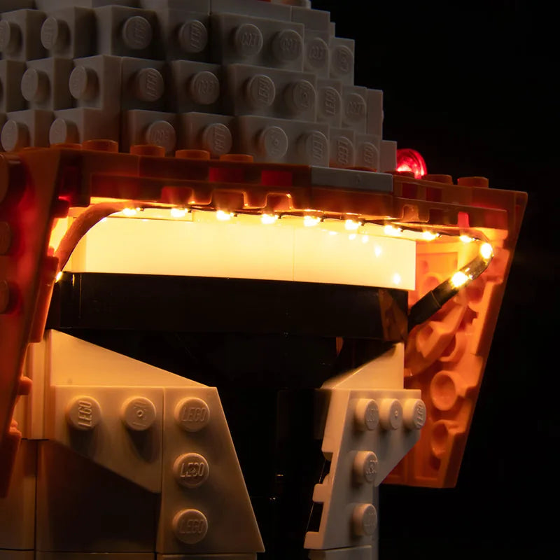 LEGO® Star Wars Clone Commander Cody Helmet #75350 — before-and-after lighting (DIY LED light kit)