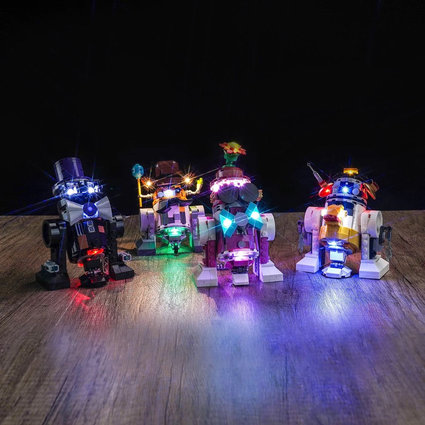 front view fully lit: Bright My Bricks premium LED light kit for LEGO® Star Wars Creative Play Droid Builder #75392