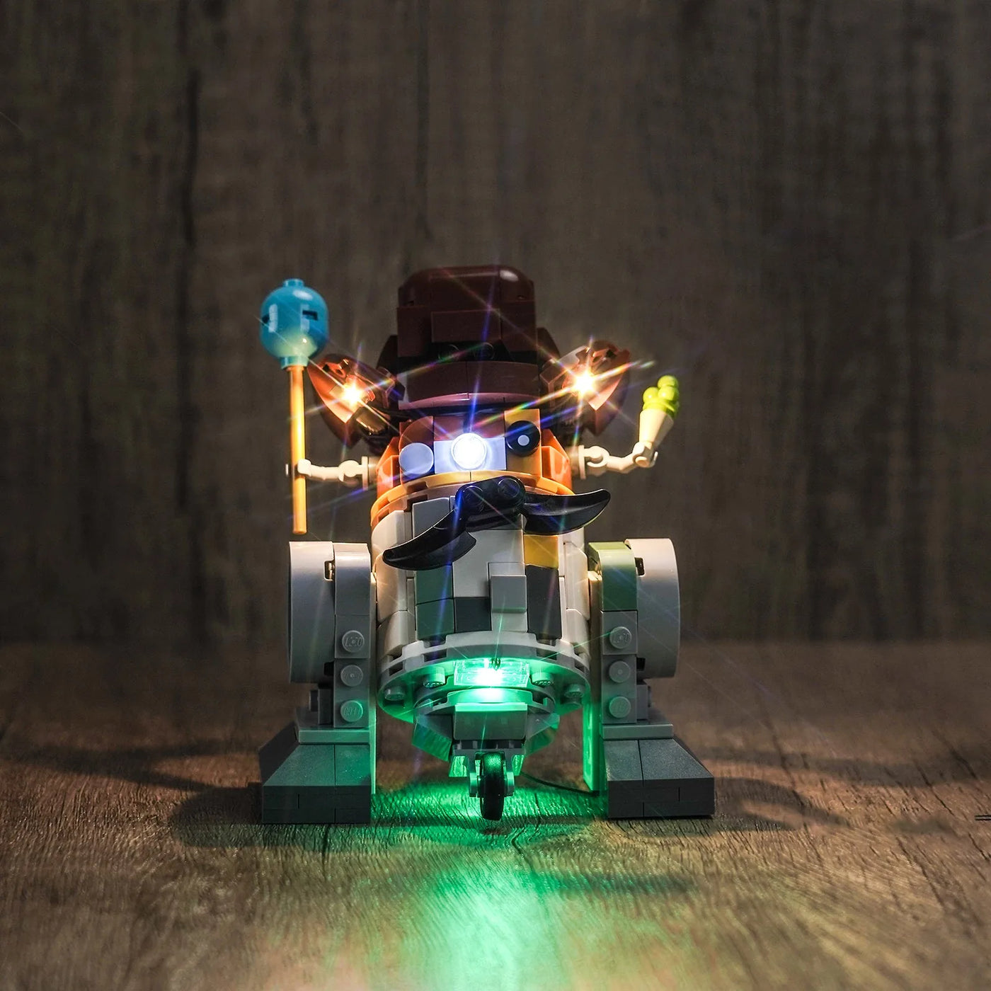 installed and glowing: Bright My Bricks LED lights for LEGO® Star Wars Creative Play Droid Builder #75392