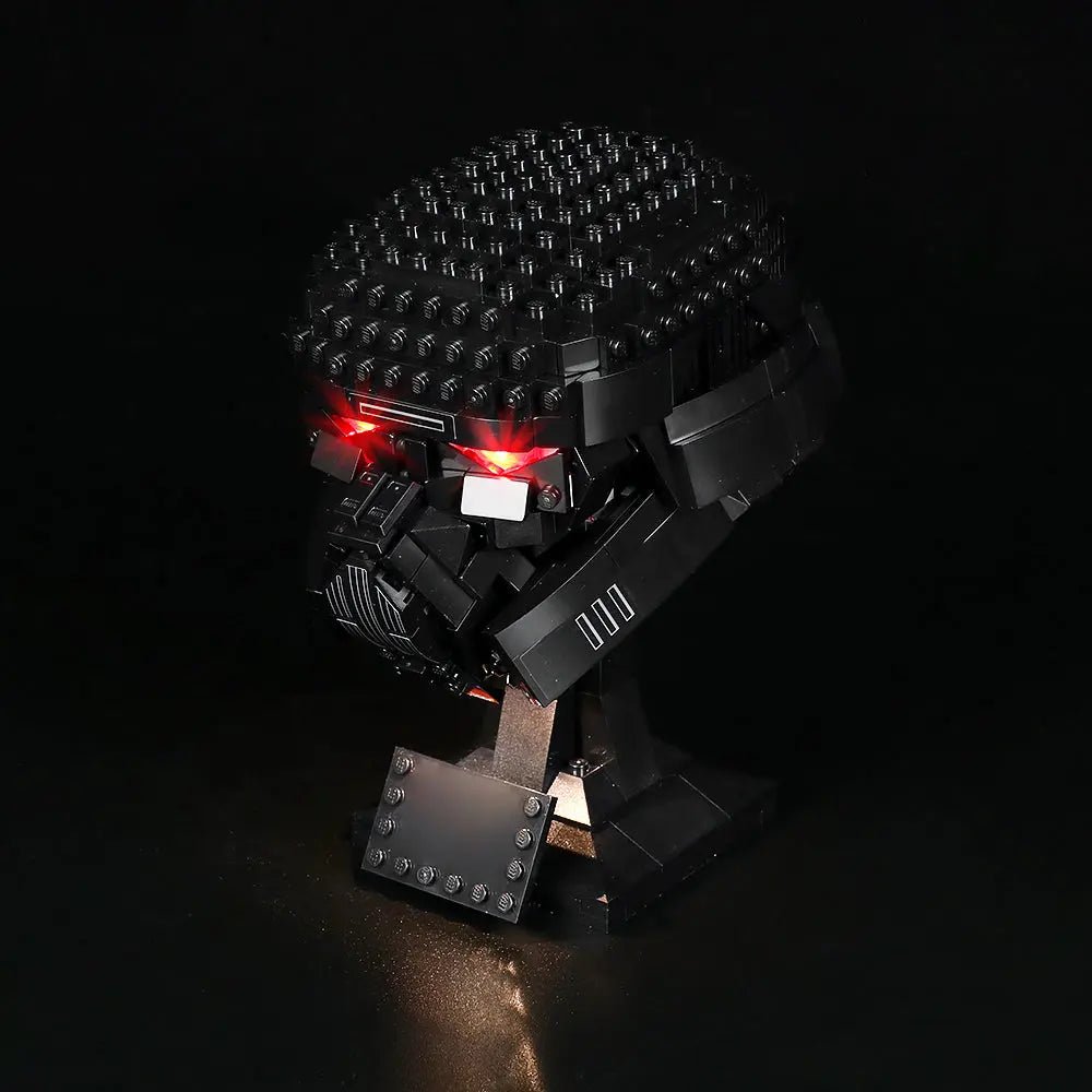 LED light kit for LEGO® Star Wars Dark Trooper Helmet #75343, front view fully lit