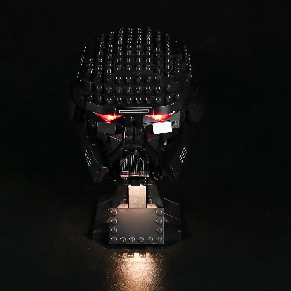 Bright My Bricks LED light kit for LEGO® Star Wars Dark Trooper Helmet #75343 — before-and-after lighting