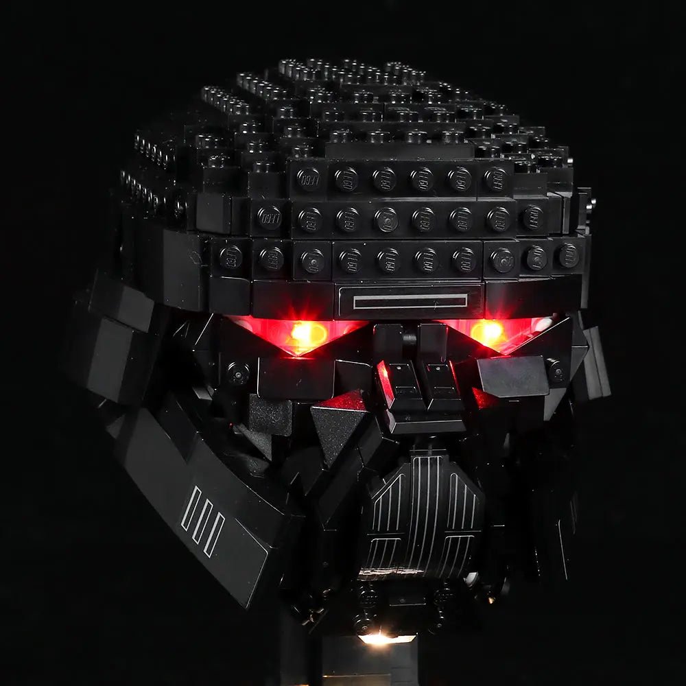 LEGO® Star Wars Dark Trooper Helmet #75343 — display lighting in a dark room (light kit)