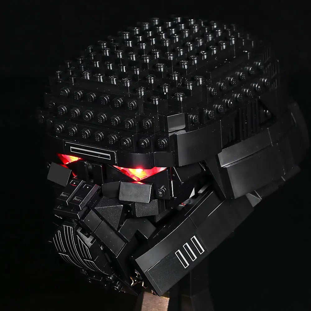 LEGO® Star Wars Dark Trooper Helmet #75343 lighting effect on the build, with the light kit