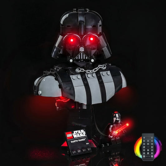 premium LED light kit for LEGO® Star Wars Darth Vader Bust #75439, showcase lighting view