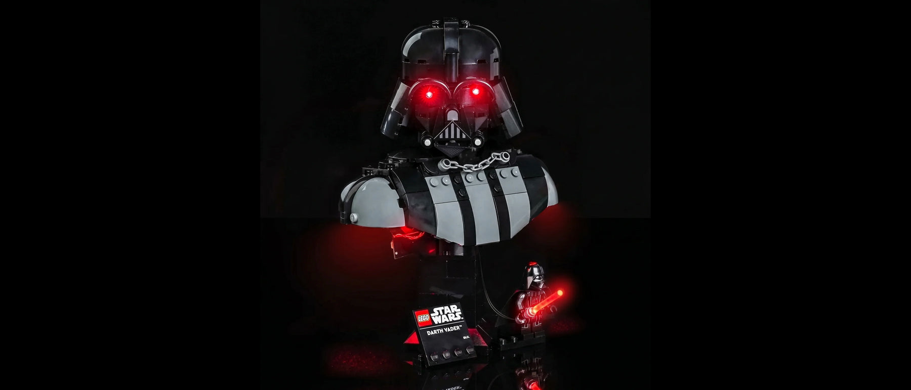 LED-Beleuchtungsset für LEGO® Darth Vader™ Büste #75439 — lit with the LED light kit