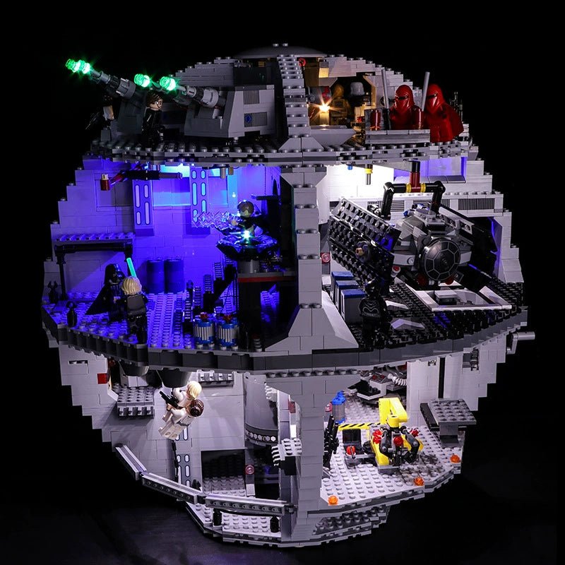 Bright My Bricks premium LED light kit for LEGO® Star Wars Death Star #75159 — LED kit powered on