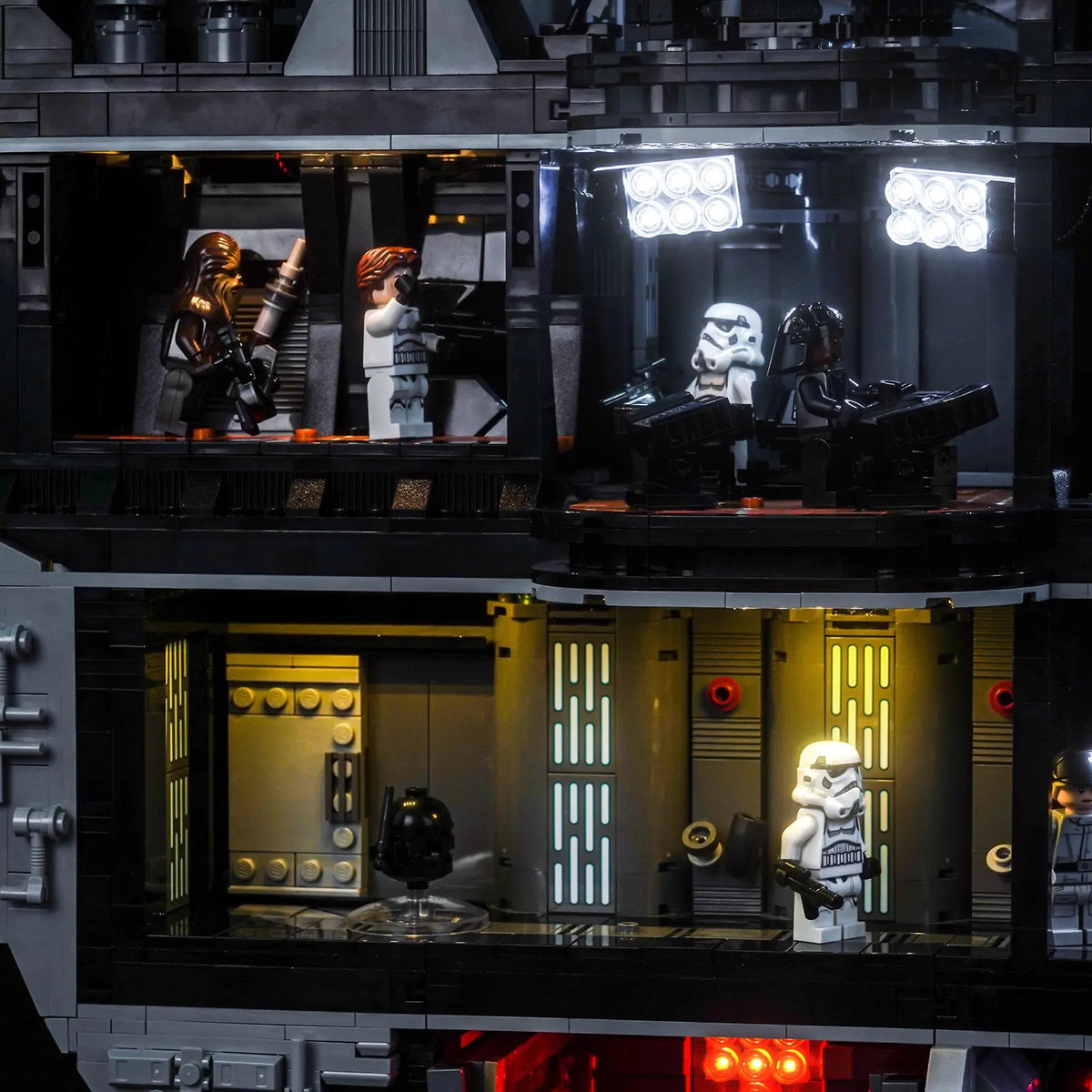 LEGO® Star Wars Death Star #75419 lighting effect on the build, with the LED lights