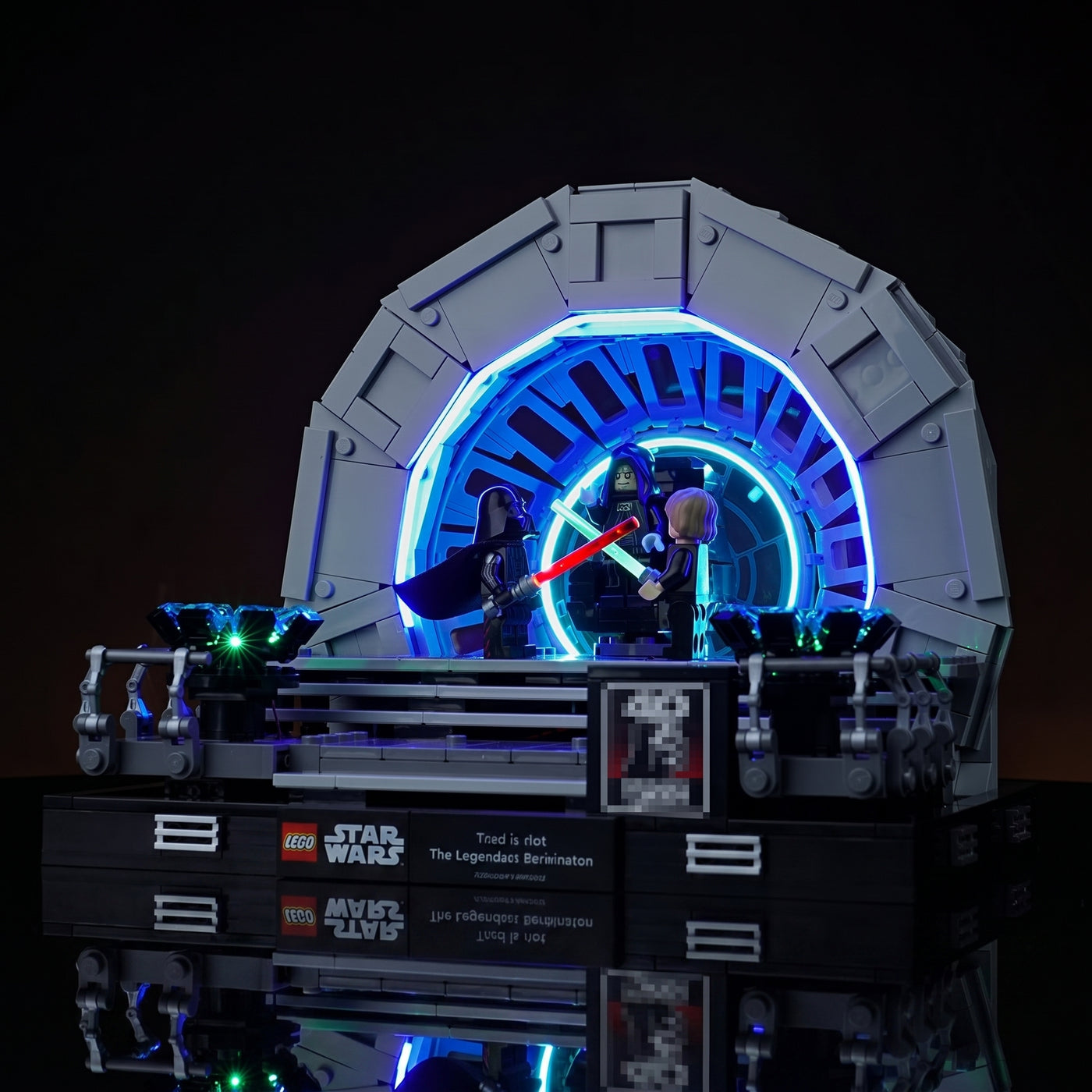 LEGO® Star Wars Emperor's Throne Room Diorama #75352 warm LED glow detail, with the DIY LED light kit
