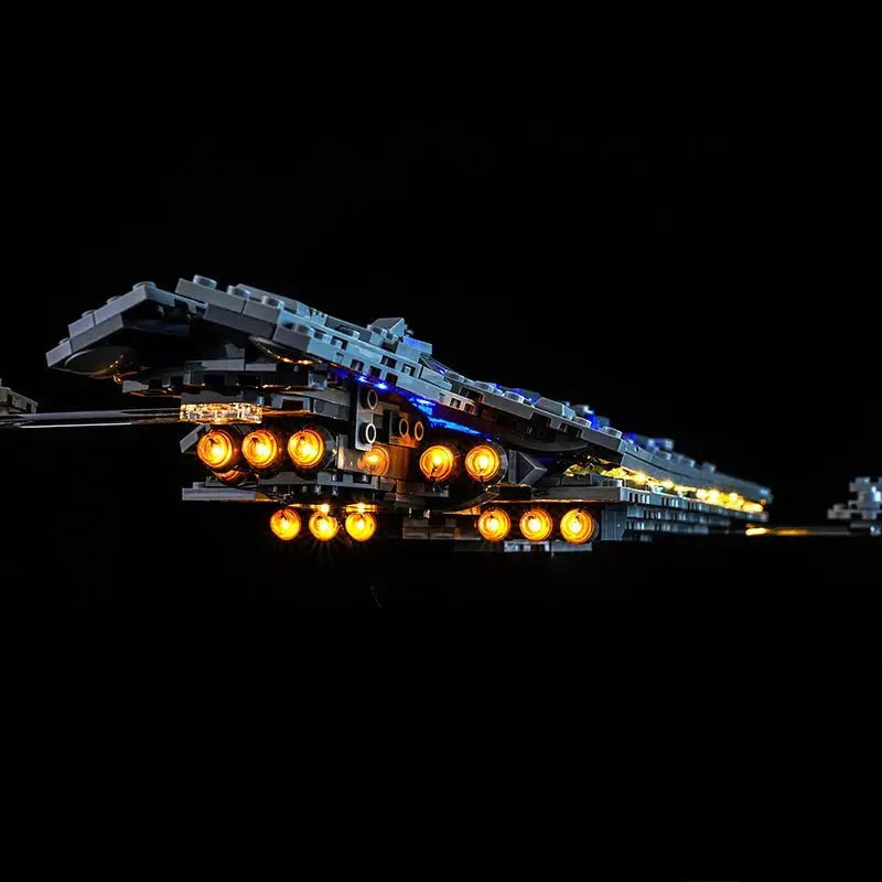 Bright My Bricks custom LED lighting for LEGO® Star Wars Executor Super Star Destroyer #75356 — fully illuminated on display