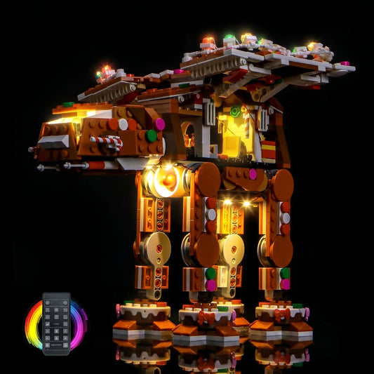 light kit for LEGO® Star Wars Gingerbread AT-AT Walker #40806, front view fully lit