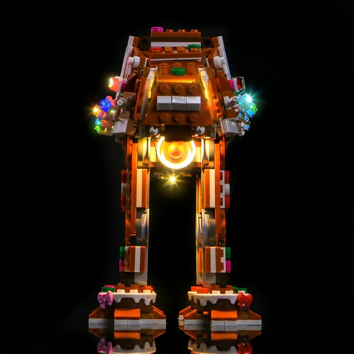 Bright My Bricks USB-powered LED light kit for LEGO® Star Wars Gingerbread AT-AT Walker #40806 — brightened interior detail