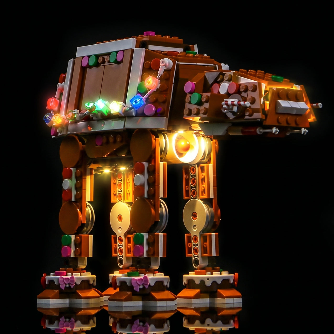 LEGO® Star Wars Gingerbread AT-AT Walker #40806 — warm LED glow detail (premium LED light kit)