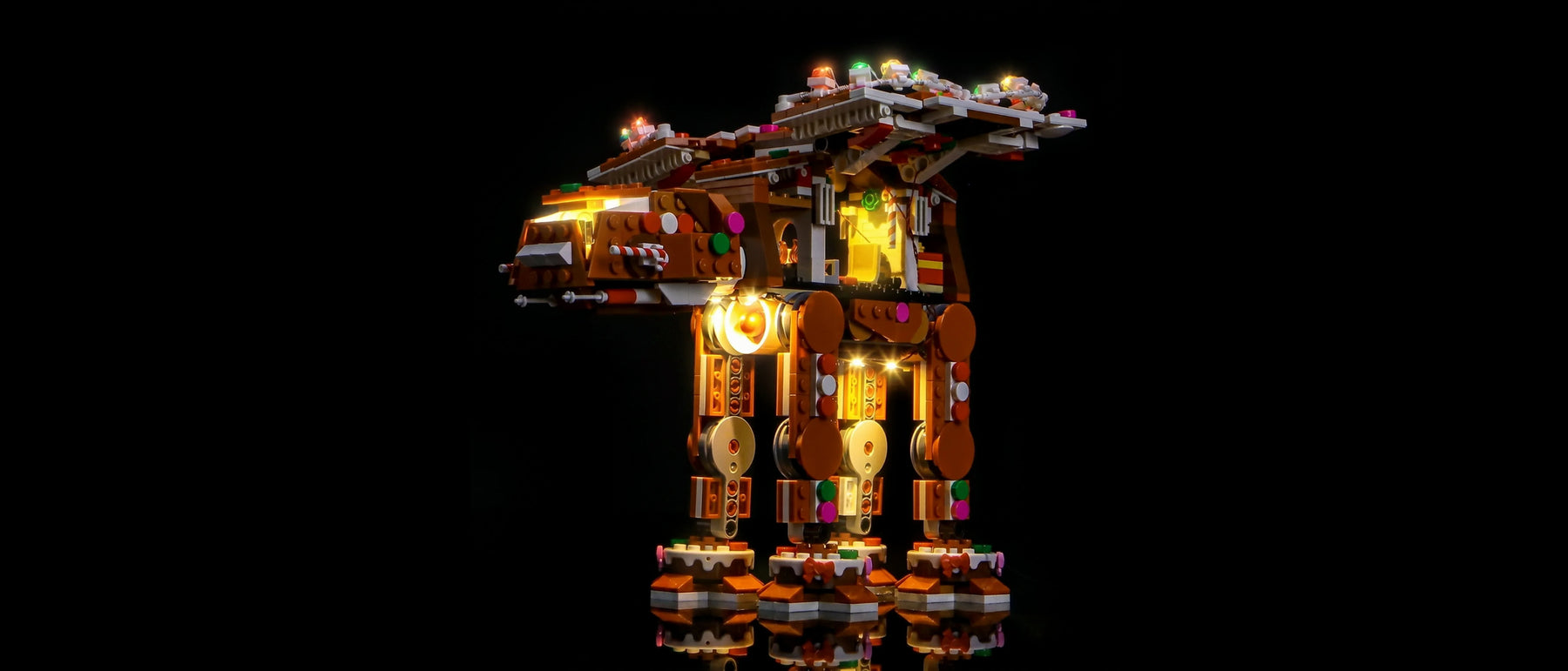 Kit LED pour LEGO® AT-AT™ Walker façon pain d’épices #40806 — lit with the LED light kit