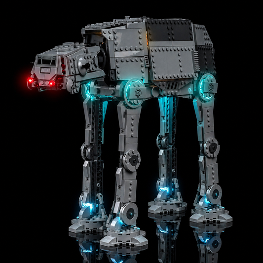 LEGO Star Wars Imperial Remnant AT-AT with INT-4 75454, red head and cold cyan legs after dark