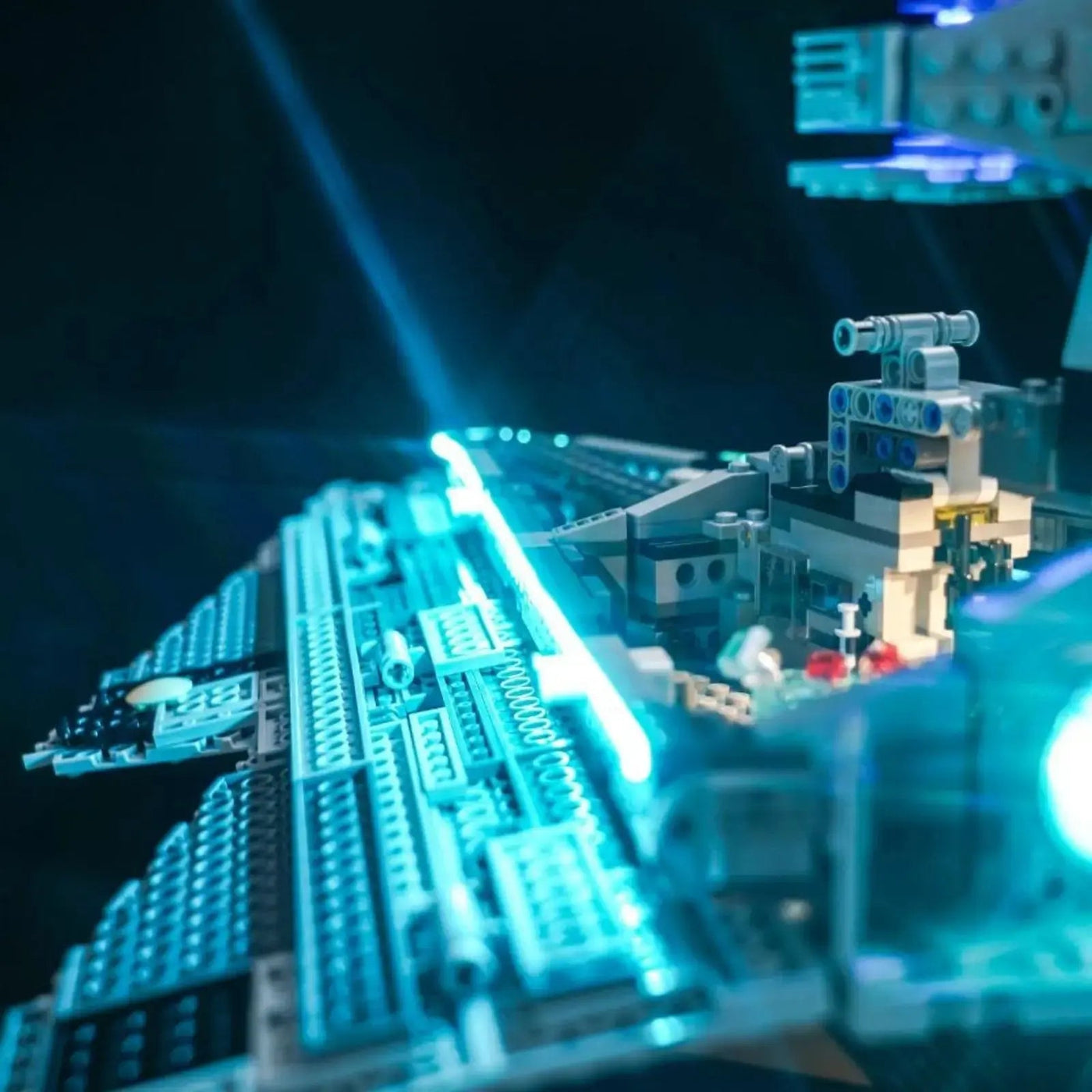 LED strips and bricks detail: Bright My Bricks display light kit for LEGO® Star Wars Imperial Star Destroyer #75394