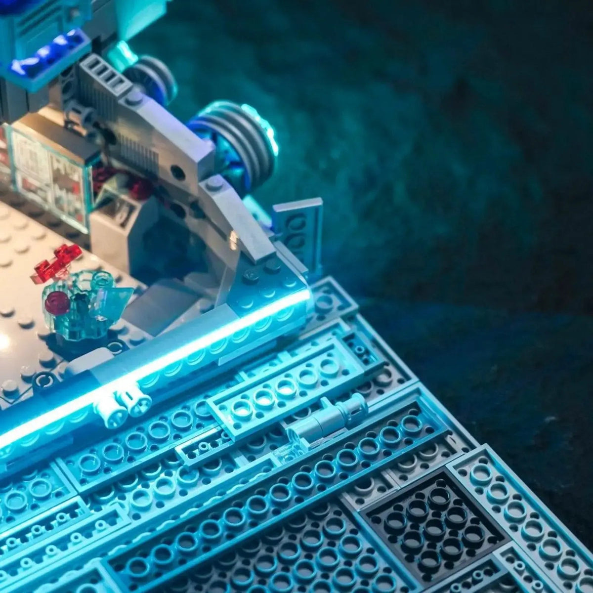 custom LED lighting for LEGO® Star Wars Imperial Star Destroyer #75394, before-and-after lighting