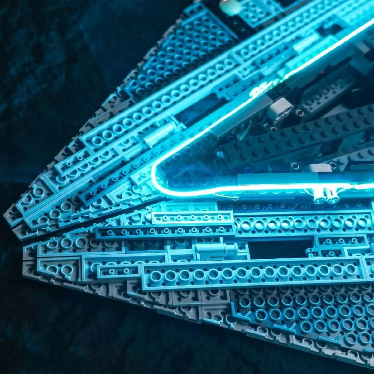 custom LED lighting for LEGO® Star Wars Imperial Star Destroyer #75394, display lighting in a dark room