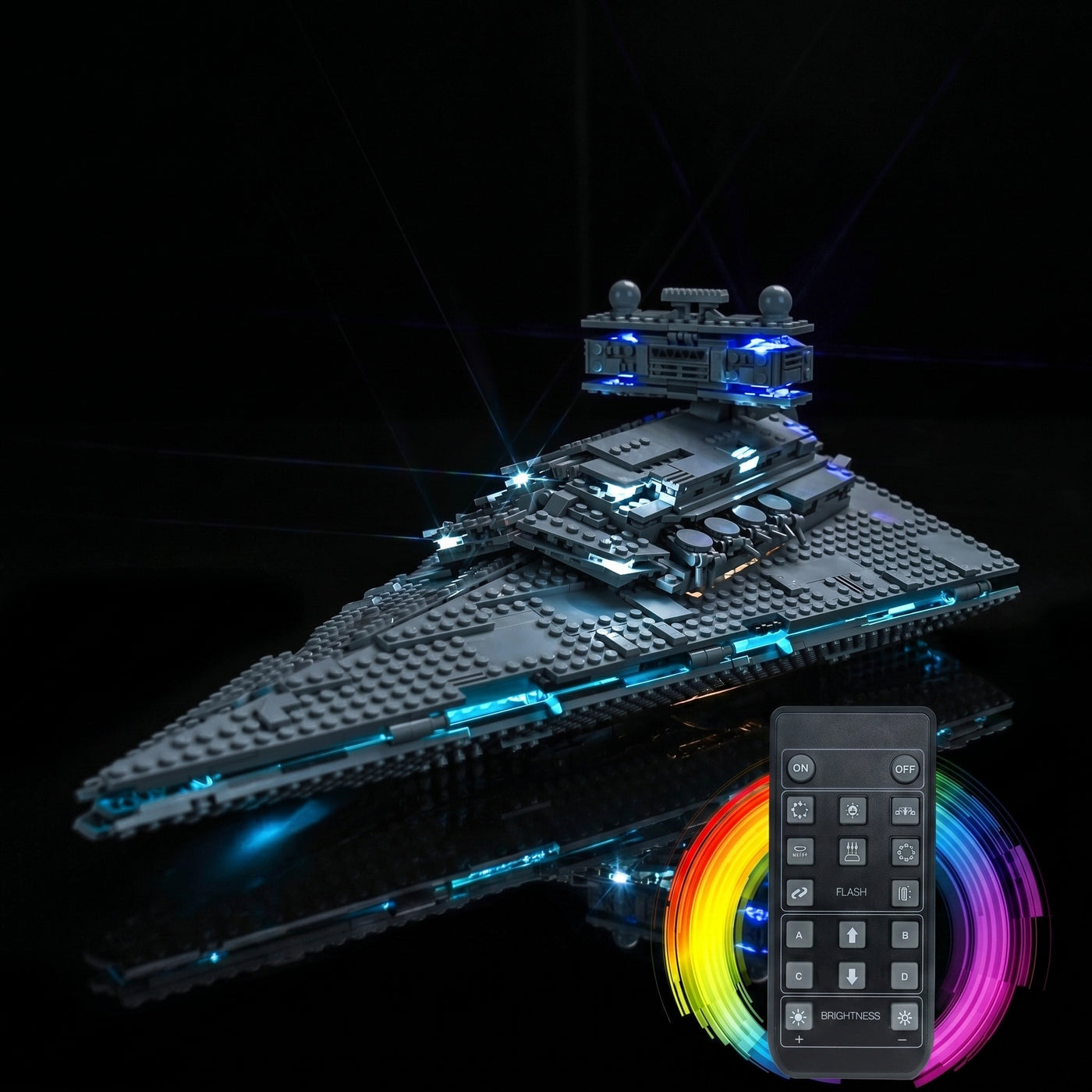 lighting effect on the build: Bright My Bricks LED lights for LEGO® Star Wars Imperial Star Destroyer #75394