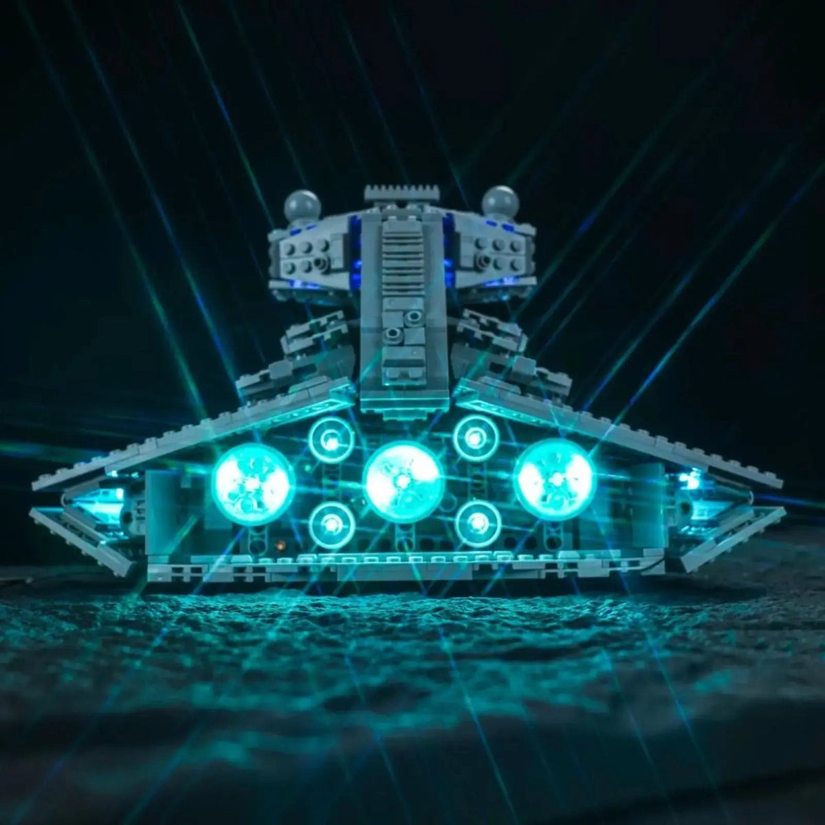 DIY LED light kit for LEGO® Star Wars Imperial Star Destroyer #75394, close-up of the LED lighting detail
