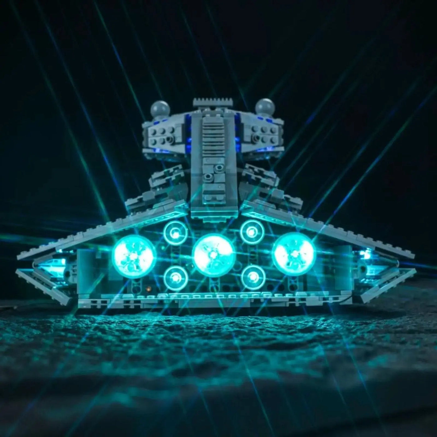 DIY LED light kit for LEGO® Star Wars Imperial Star Destroyer #75394, close-up of the LED lighting detail