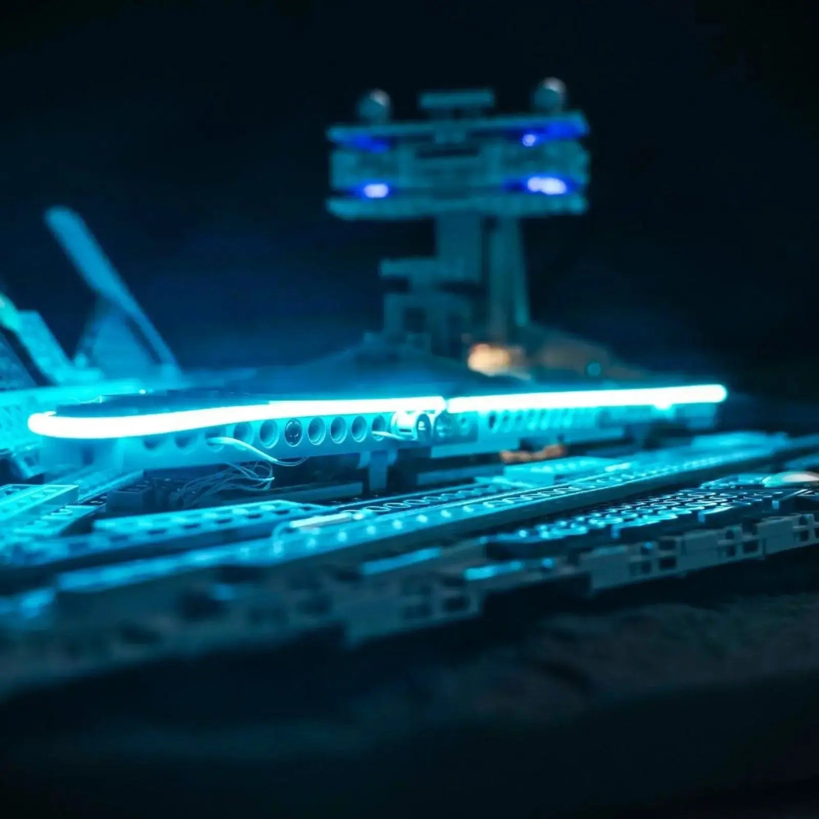 LEGO Star Wars Imperial Star Destroyer #75394 lit up - front angle