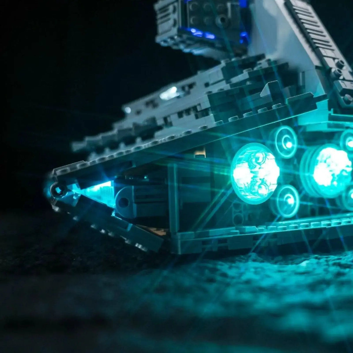 LEGO® Star Wars Imperial Star Destroyer #75394 — front view fully lit (premium LED light kit)