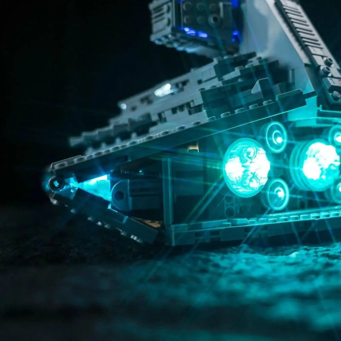 LEGO® Star Wars Imperial Star Destroyer #75394 — front view fully lit (premium LED light kit)