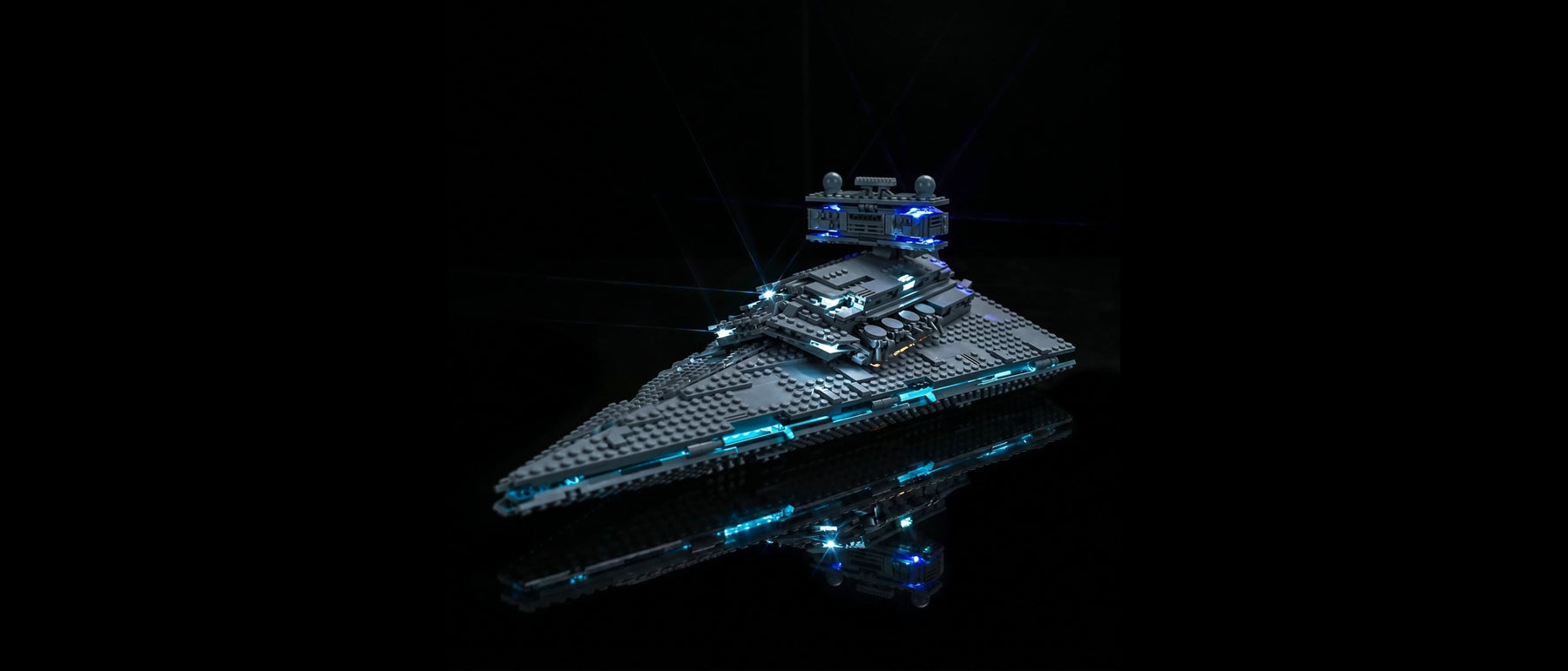 Kit LED pour LEGO® Destroyer stellaire de classe Impérial #75394 — lit with the LED light kit