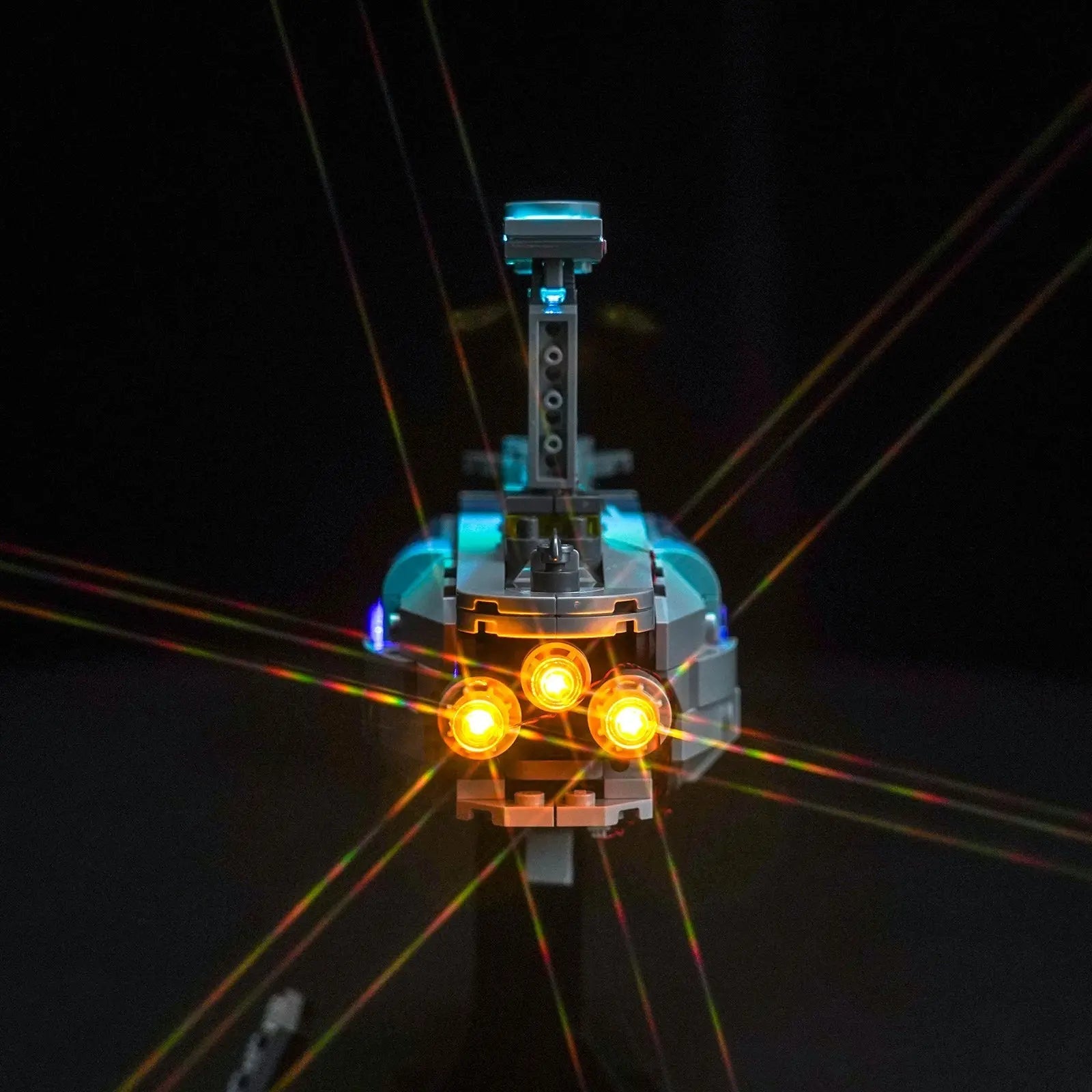 LED kit powered on: Bright My Bricks LED light kit for LEGO® Star Wars Invisible Hand #75377