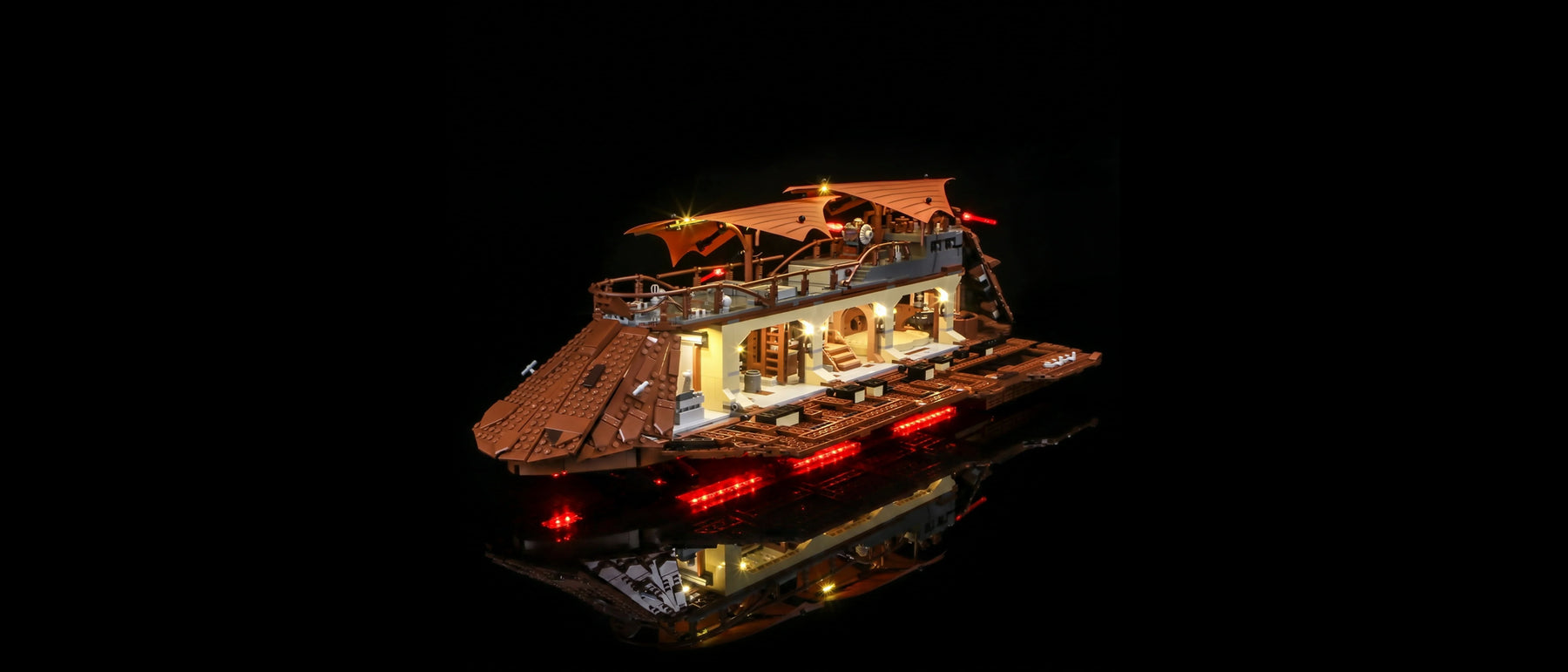 Light Kit for LEGO® Star Wars™ Jabba's Sail Barge™ #75397 — lit with the LED light kit