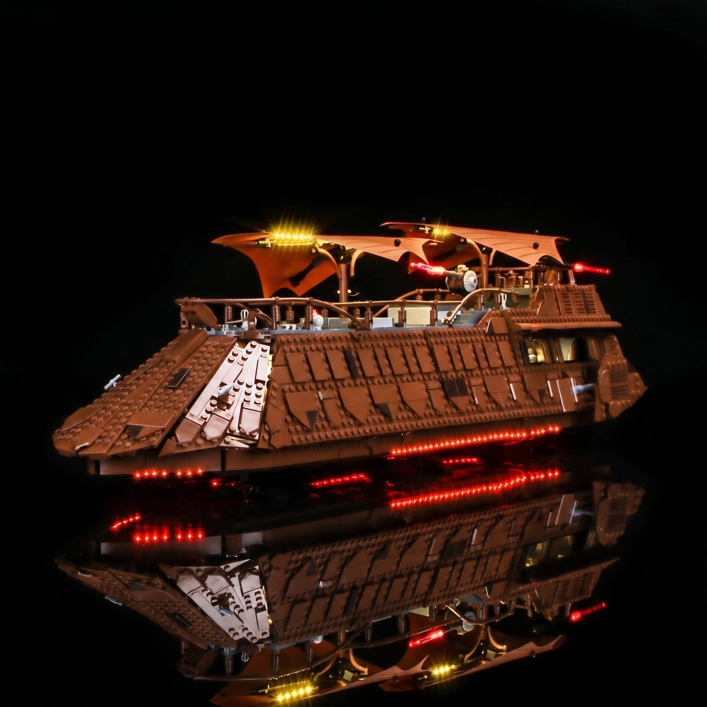LEGO® Star Wars Jabba's Sail Barge #75397 LED strips and bricks detail, with the LED lights