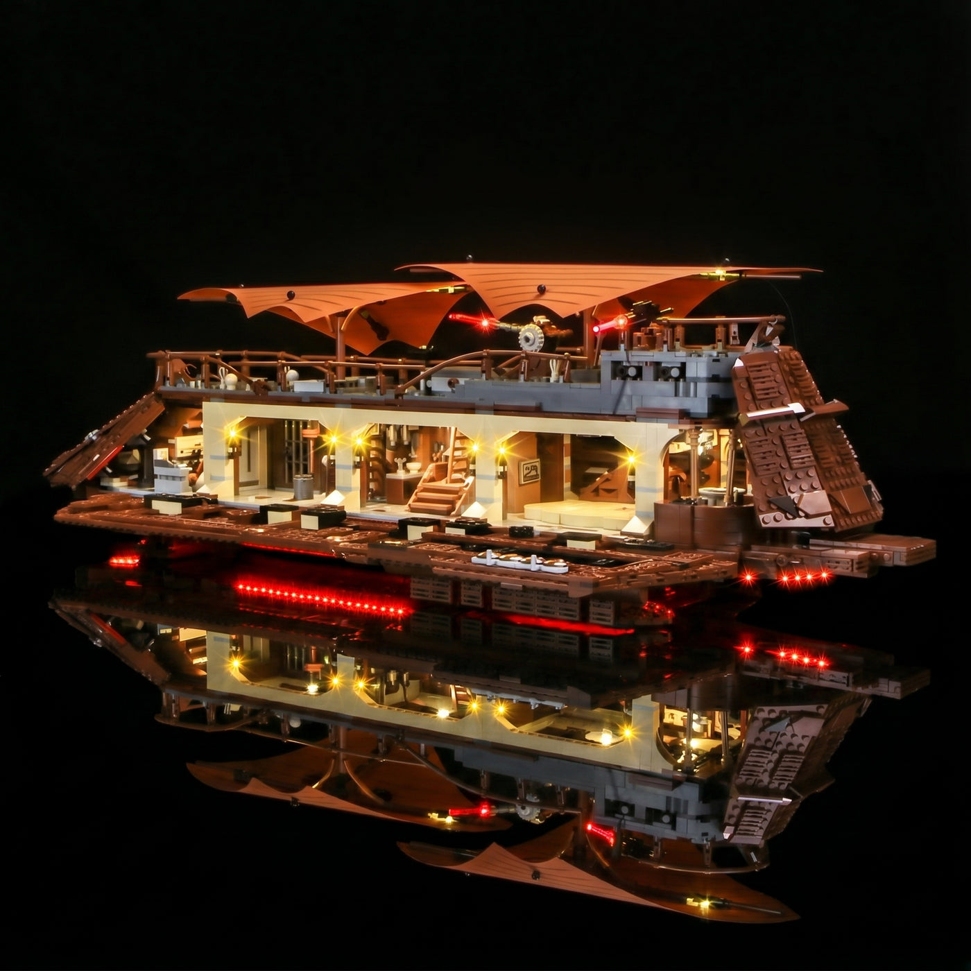 RGB LED light kit for LEGO® Star Wars Jabba's Sail Barge #75397, display lighting in a dark room