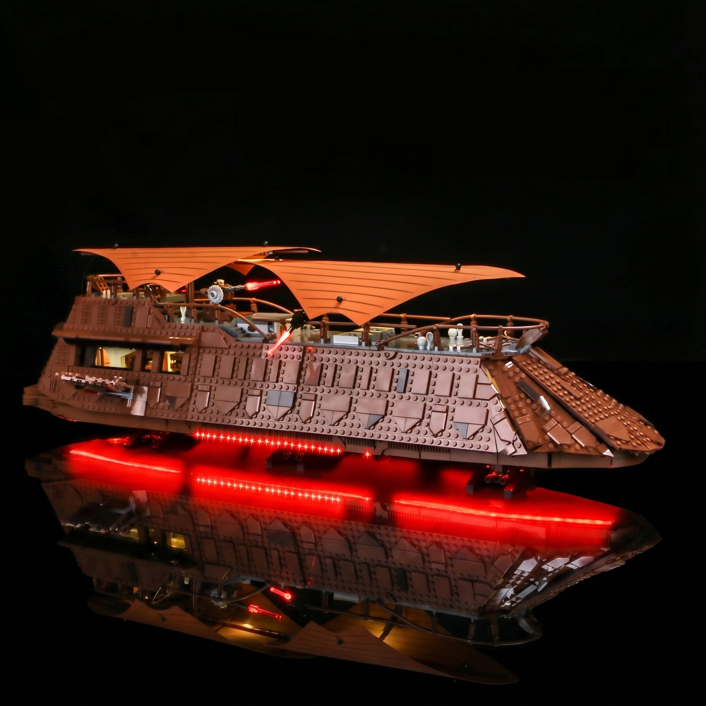 Bright My Bricks light kit for LEGO® Star Wars Jabba's Sail Barge #75397 — illuminated at night