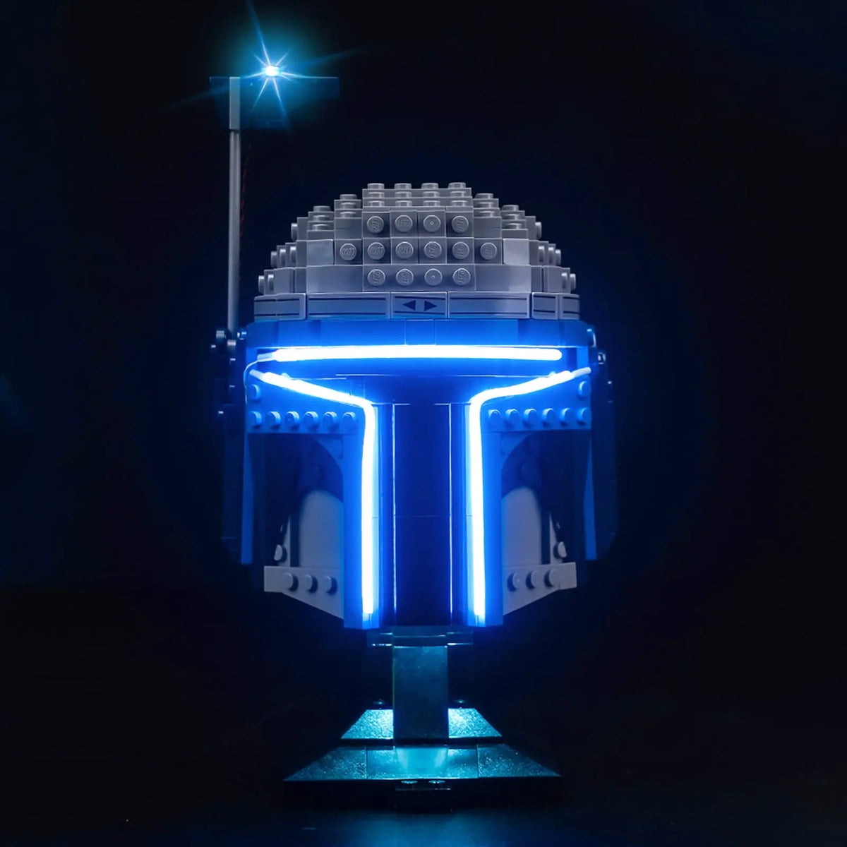 LED lights for LEGO® Star Wars Jango Fett Helmet #75408, before-and-after lighting
