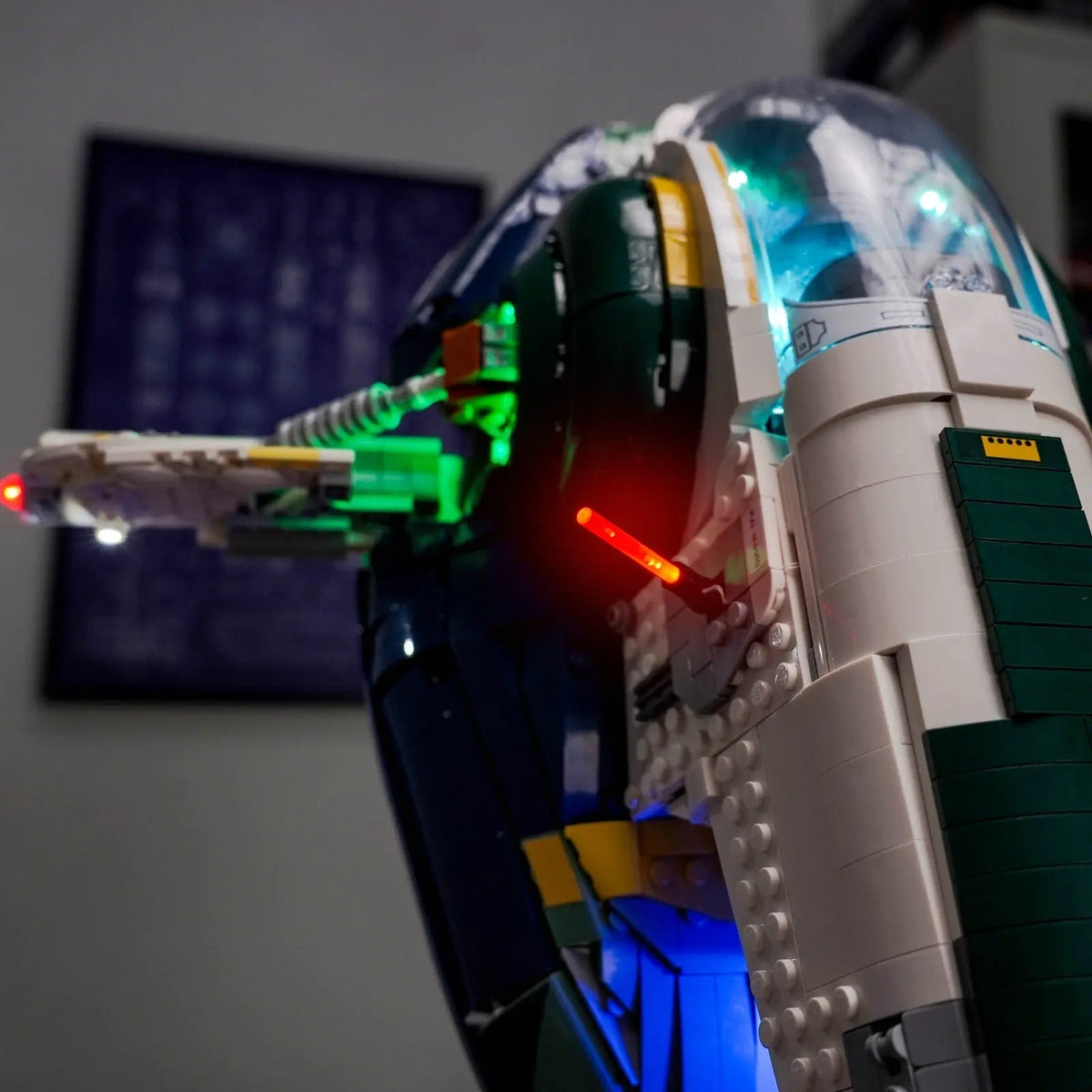 LEGO® Star Wars Jango Fett’s Firespray-Class Starship #75409 — LED kit powered on (LED lights)