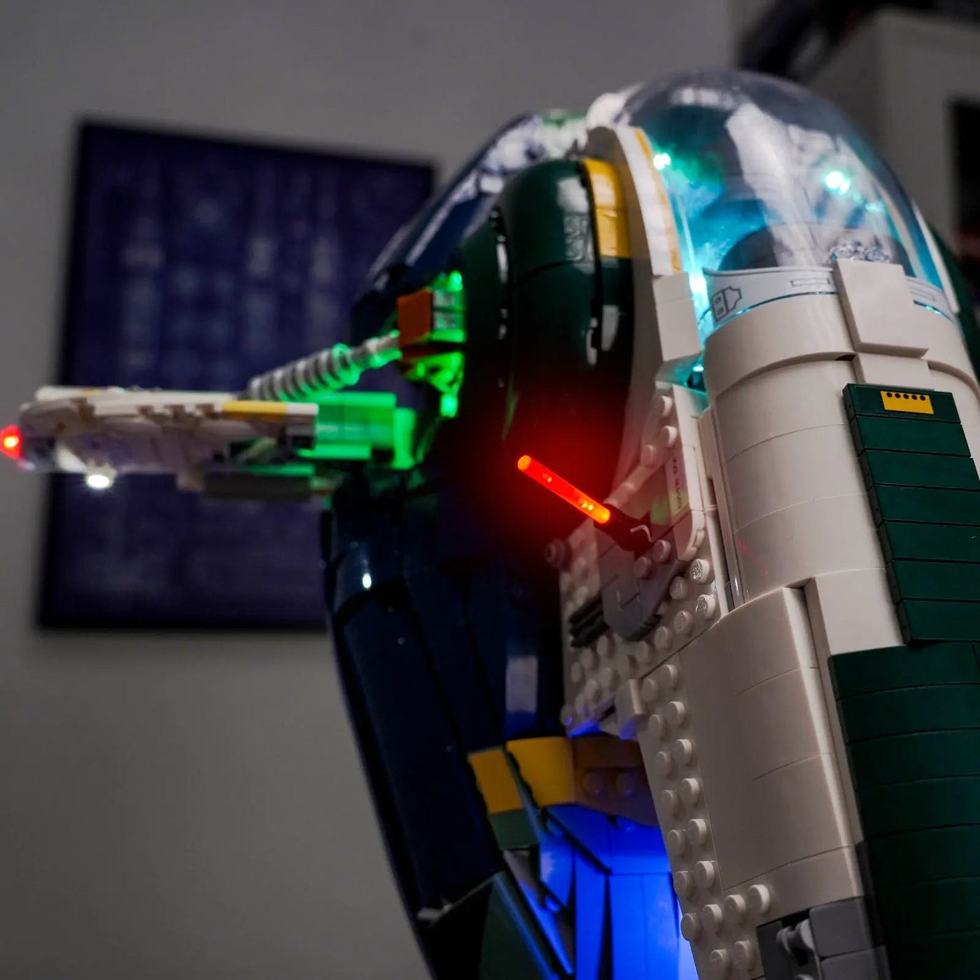 LEGO® Star Wars Jango Fett’s Firespray-Class Starship #75409 — LED kit powered on (LED lights)