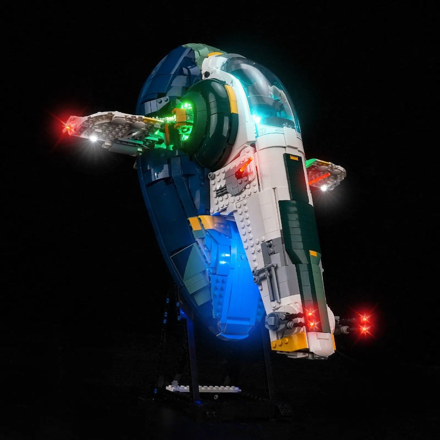 USB-powered LED light kit for LEGO® Star Wars Jango Fett’s Firespray-Class Starship #75409, night-mode display glow