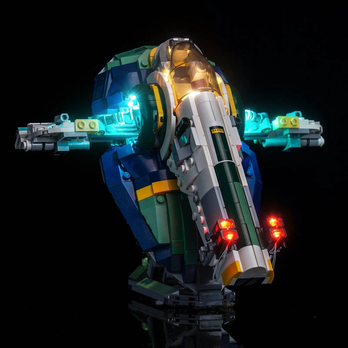 warm LED glow detail: Bright My Bricks light kit for LEGO® Star Wars Jango Fett's Starship #75433