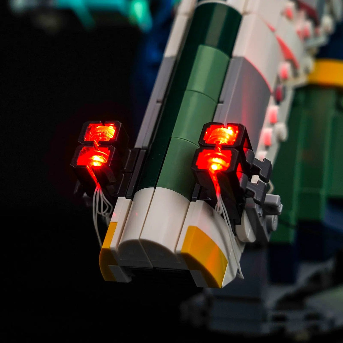 custom LED lighting for LEGO® Star Wars Jango Fett's Starship #75433, side angle with lights on